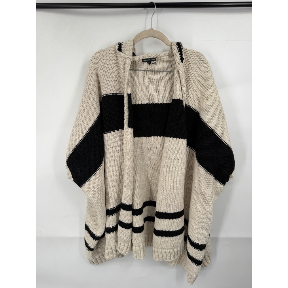 James Perse Hooded Knit Open Front Cocoon Cardigan Cotton Linen Women 1/small